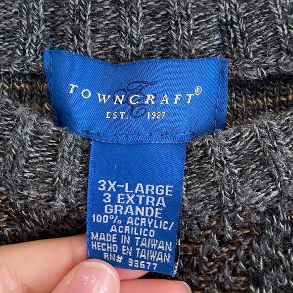 Vintage Towncraft Checkered Acrylic Oversized Grandpa Slouchy Sweater Size 3XL - Picture 4 of 8